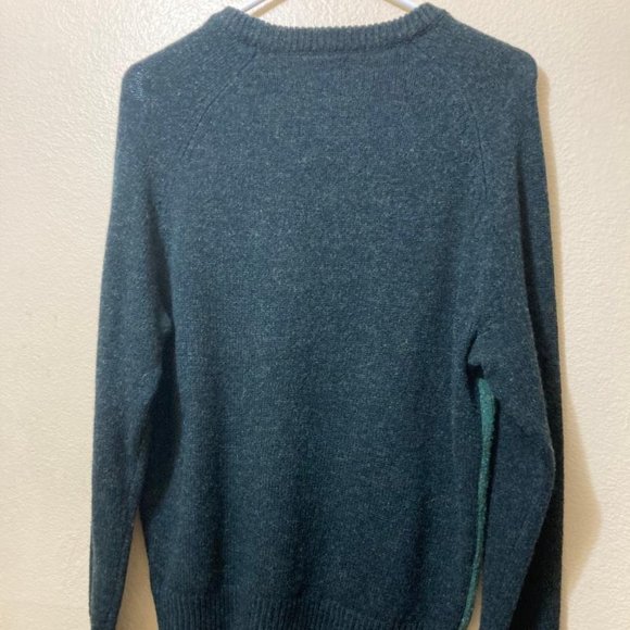 NWT J. Crew Mens Heather Green ColorBlock Wool Blend Pullover Sweater Size Small - Picture 2 of 8